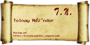 Tolnay Nándor névjegykártya